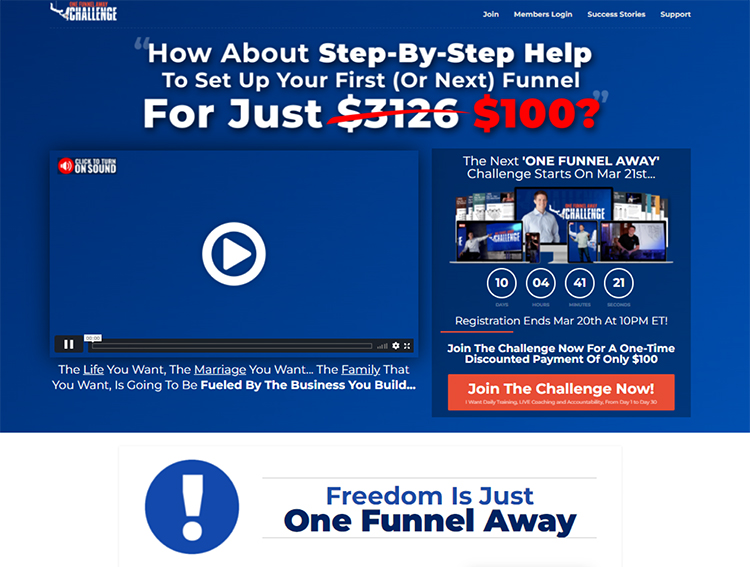 Build Your Funnel, one funnel away example. 