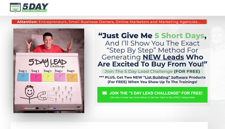 Examples of Awesome Lead Magnets, challenge funnel example. 