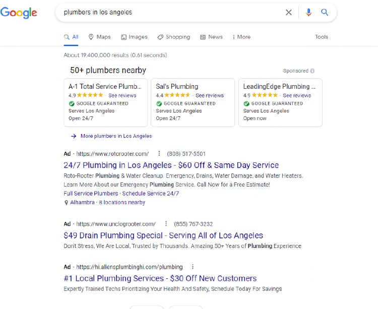 Paid Ways To Promote Your Business Locally, location based google ads example. 