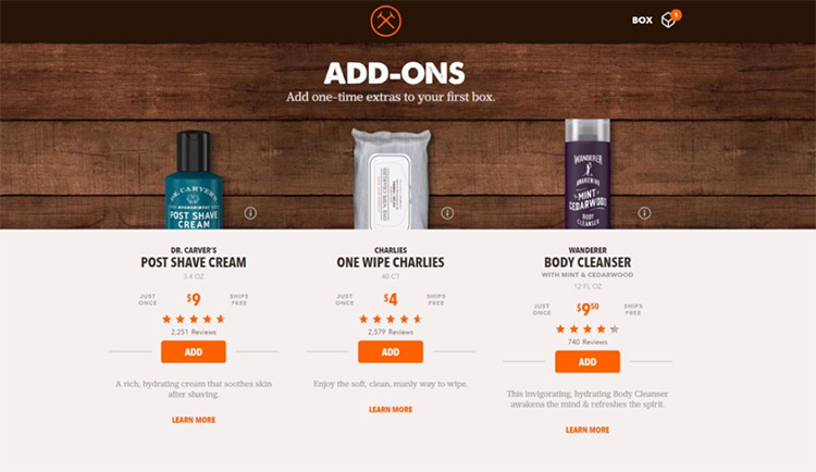7 Best Cross-selling Examples We’ve Seen, Dollar Shave Club Add-Ons