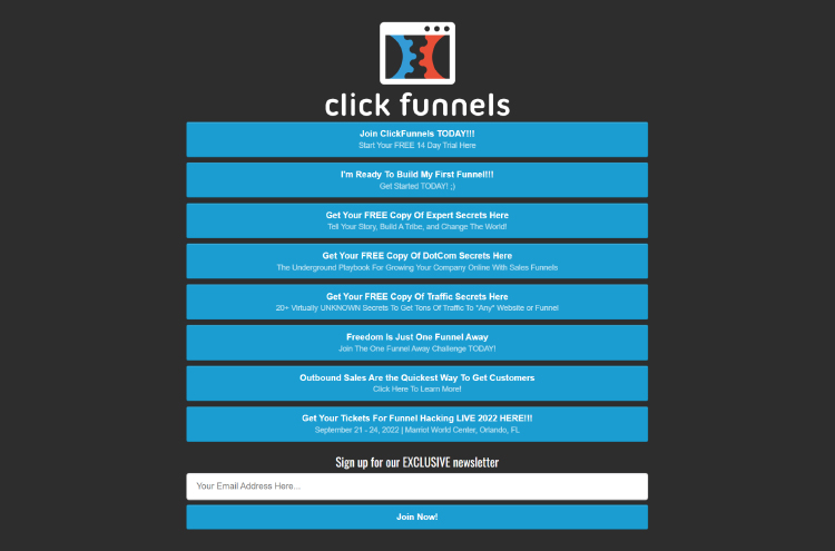 Links not just to the Funnel Hacking Live 2022 information, but also to our most popular lead magnets.