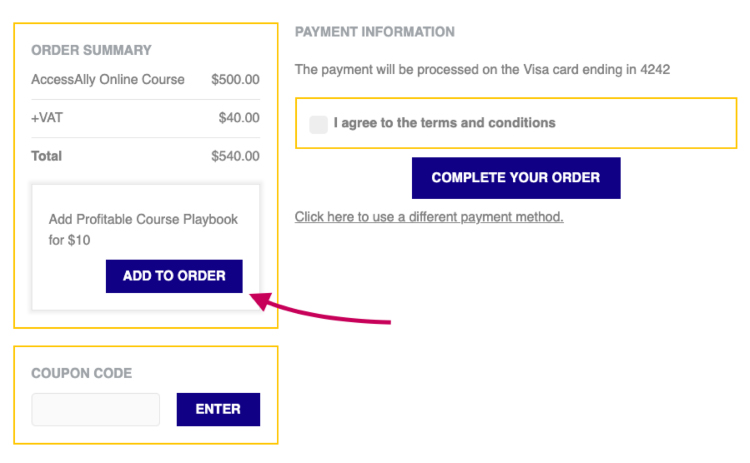 The first way is to simply include cross-sells and upsells during the checkout process.