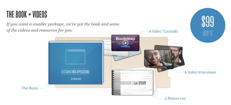 Then there’s a visual breakdown of what’s included in the “Book + Videos” package which costs $99.