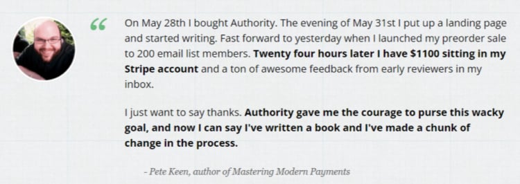 This is followed by more social proof in the form of a customer testimonial: