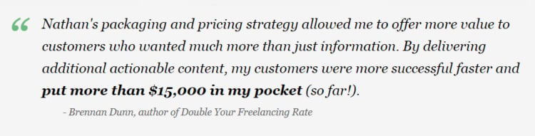 Then there’s more social proof in the form of a customer testimonial:

