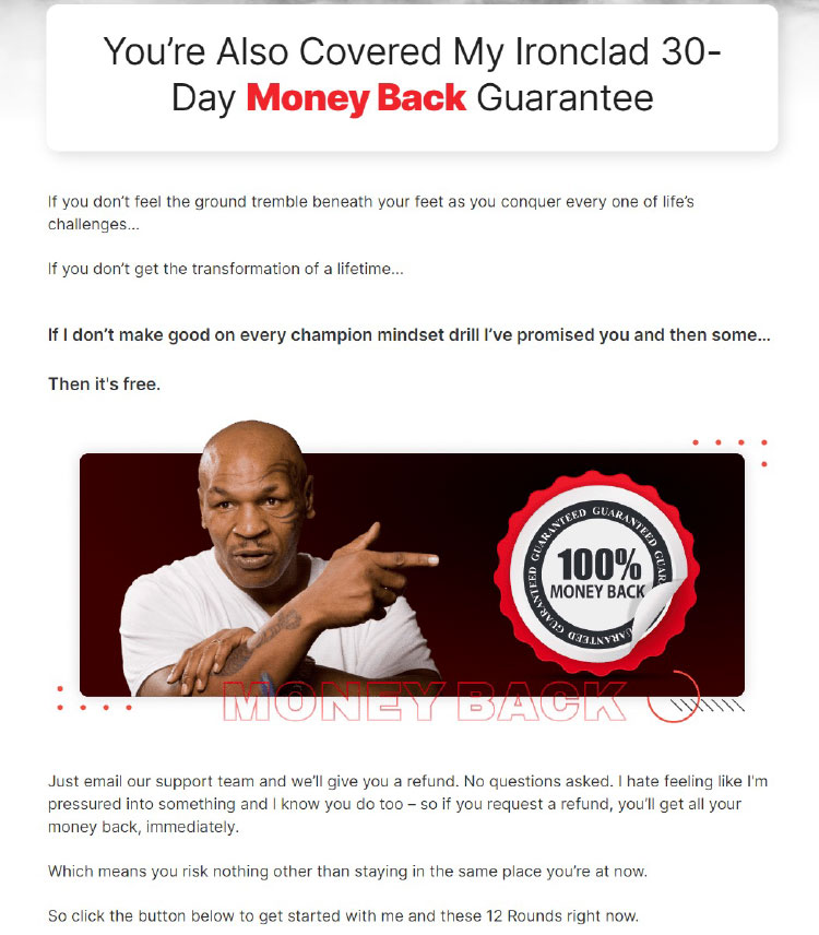 He offers a 30-day money-back guarantee…