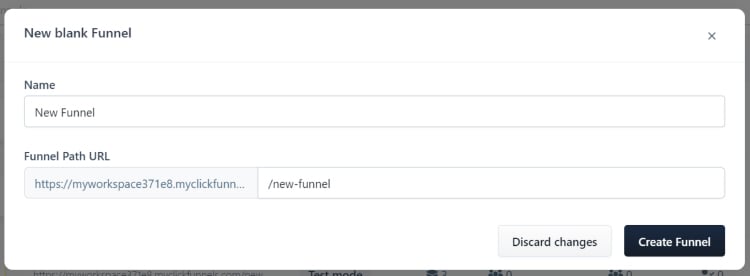 Then give your funnel a name and choose the URL path…