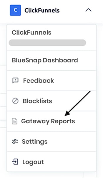 To access these reports, please select Gateway Reports from the drop-down menu in the upper right-hand corner of the screen: