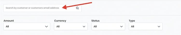 Transactions, Finally, you can search by name or customer email if you’re looking for a specific transaction… 