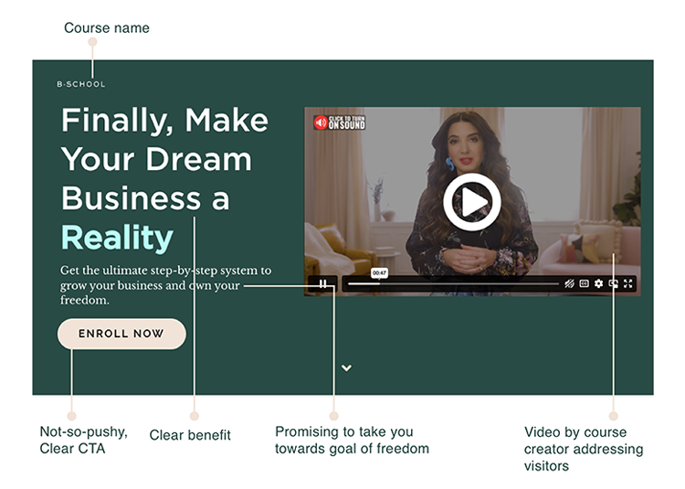 Here's another example of Marie Forleo's B-School landing page…