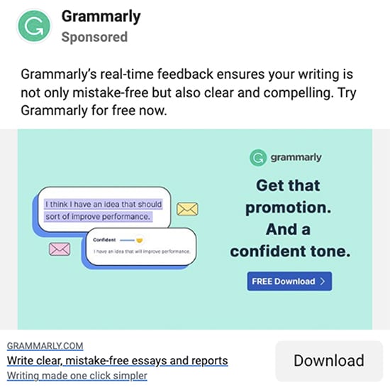 Know Your Customers, Grammarly Ad example