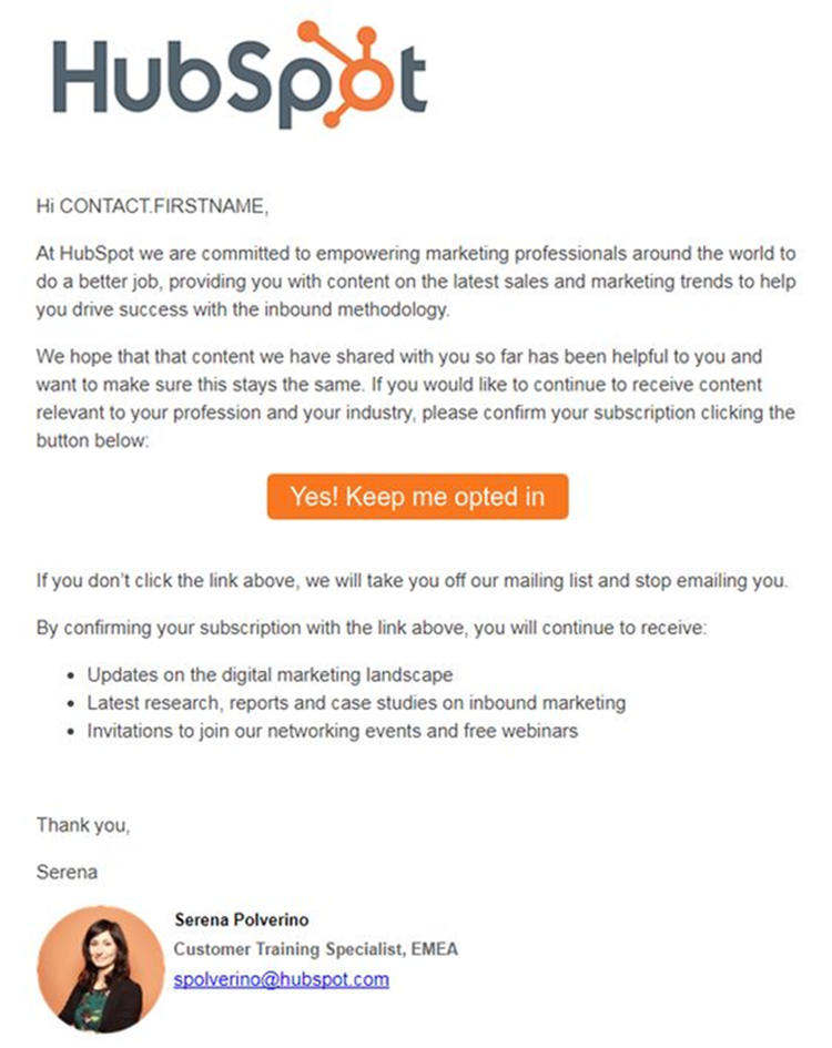 Here’s an example from HubSpot…