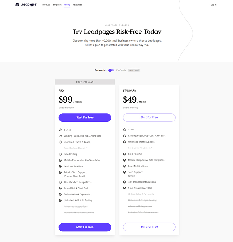 Leadpages Pricing