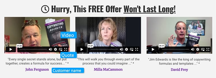 Here’s another great example of using the right social proof at the right time with video.