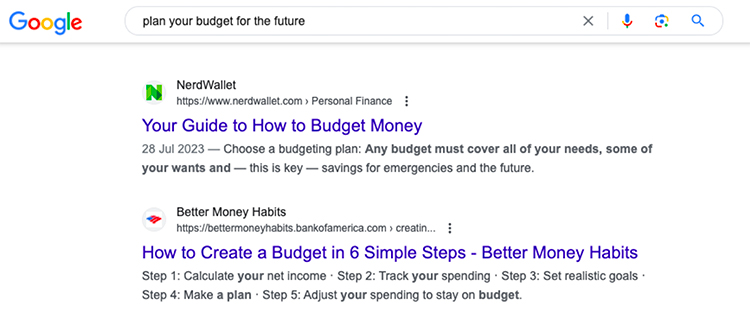To help get your creative wheels spinning, here’s another search for budget planning tips.