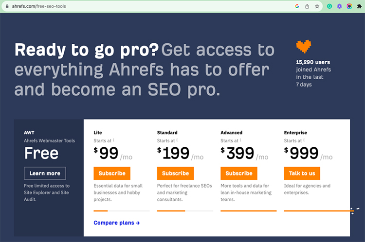 By starting to use the tool, users will be asked to enter their contact information in exchange for free access to the free SEO tools Ahrefs has built.