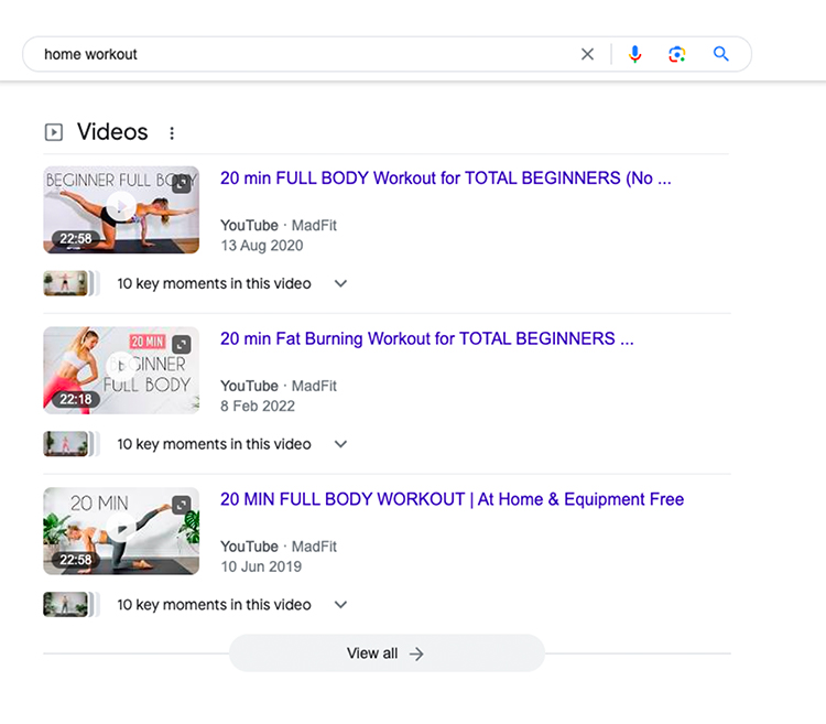 As an example, if you want to bring in customers for your online fitness training programs, you’ll want to create videos that are focused on workout routines they can use: