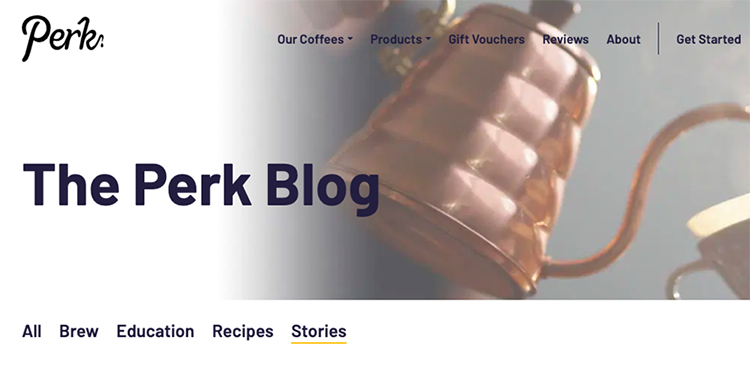 When I click on the link from Perk Coffee, I land on their blog. 