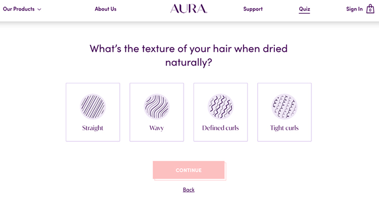 For instance, a hair quiz might ask about your hair type, concerns, and preferences to recommend suitable products.