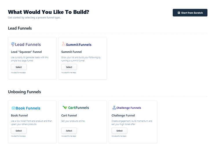 In terms of the tech side of building your lead magnet, ClickFunnels has a template for this — 'Lead Funnels'.