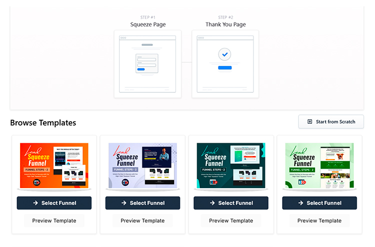 Select that funnel to get an overview and even select the pages to get started with your funnel.