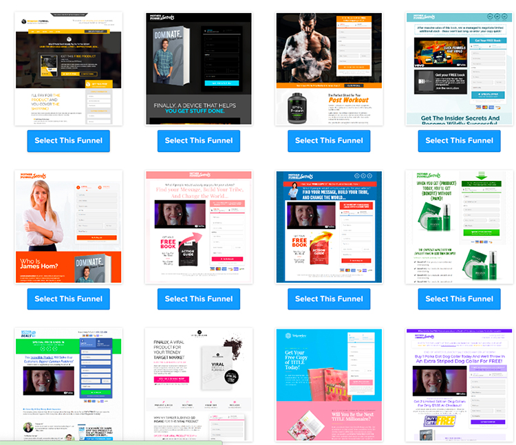 ClickFunnels has a lot of funnel designs to choose from, no matter what you’re selling…