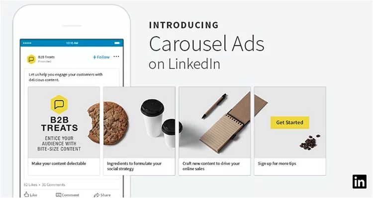 Carousel ads example from B2B Treats