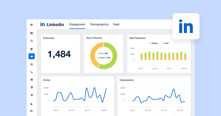 LinkedIn Analytics Dashboard example. 