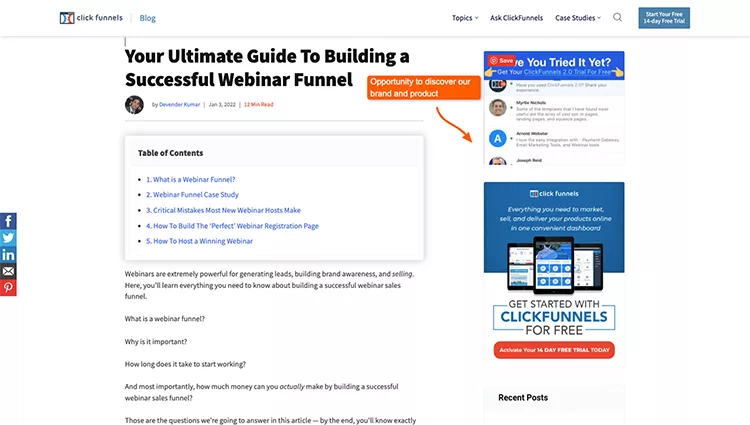 Clickfunnels blog post example. 