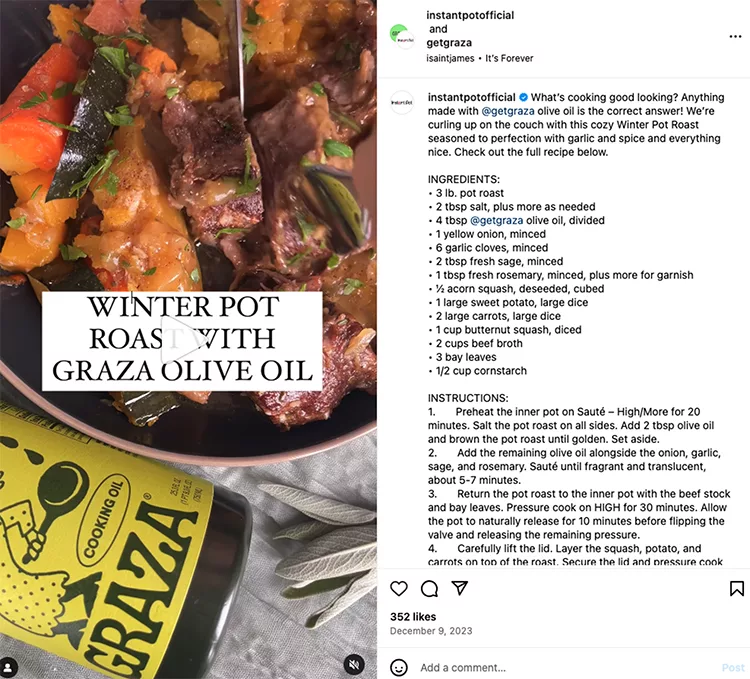 Graza collaborate with other food brands and chefs, Instantpot example. 