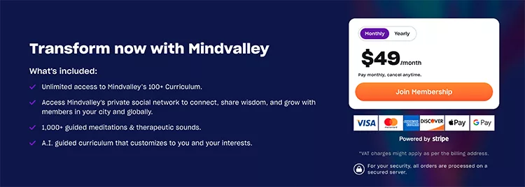 Mindvalley is another company that utilizes subscriptions to prime their business growth.