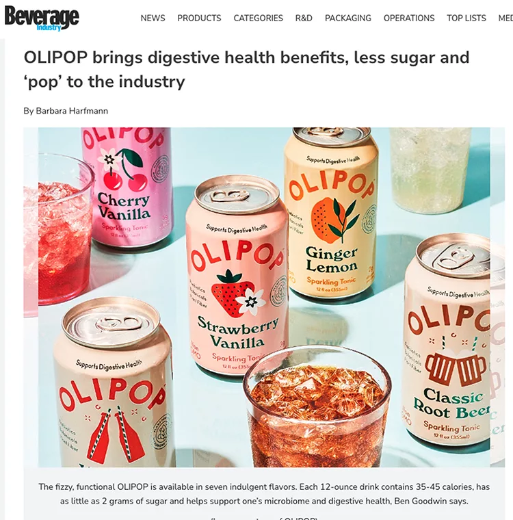 And again on Beverage, a publication with millions of readers, Olipop example. 