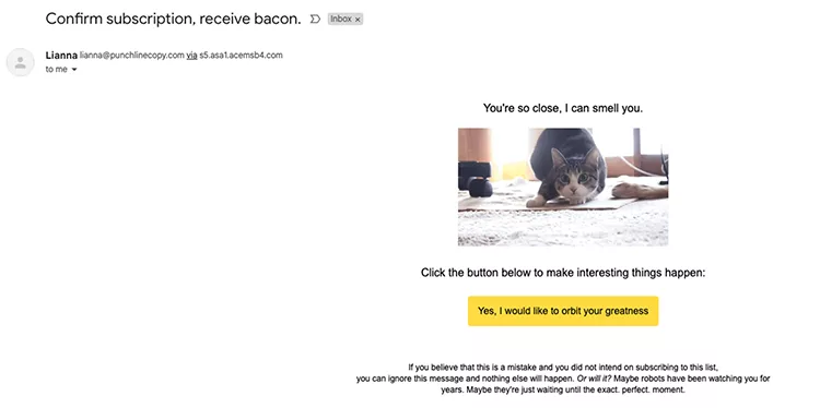 Confirm Subscription email example. 