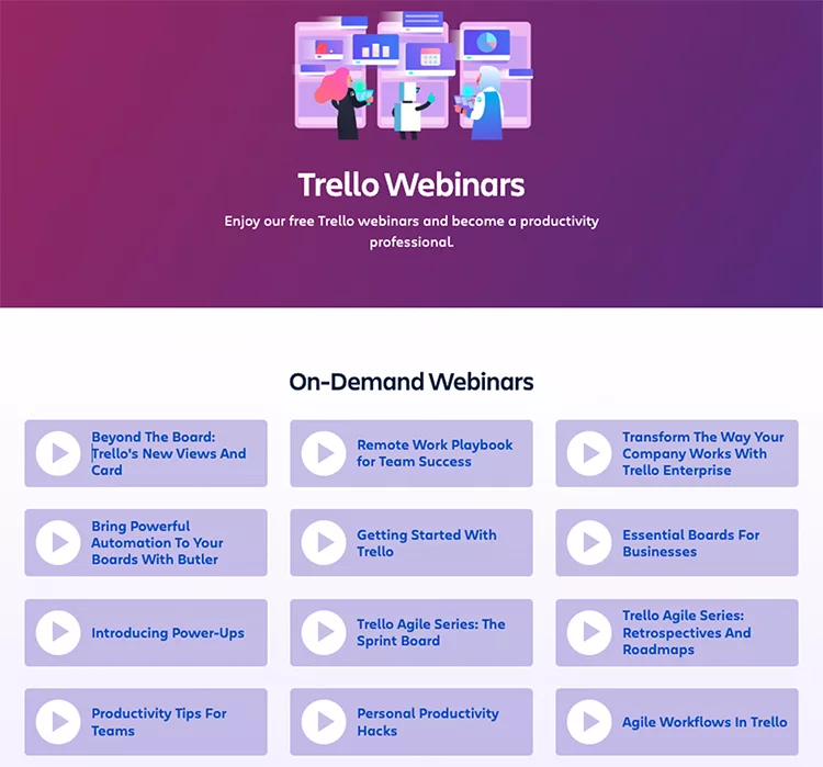 Trello Webinars example. 