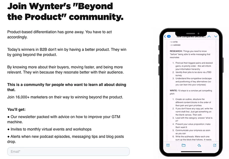 Wynter, Join Wynter's "Beyond the Product" community example. 