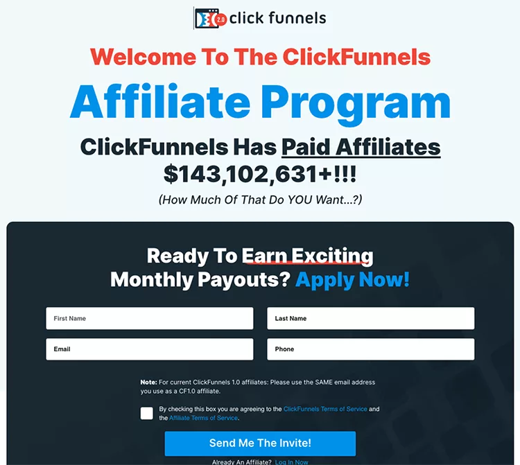 Incentivize people to give you referrals, Clickfunnels program affiliate example. 