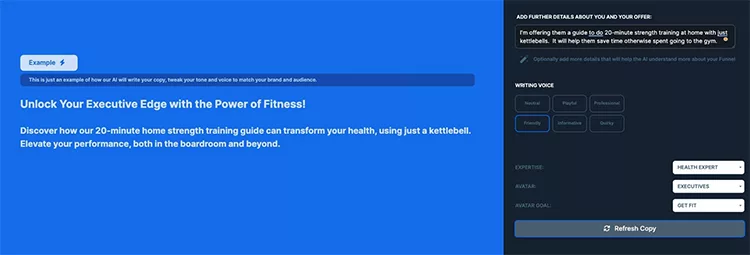 Screenshot of a webpage with a guide on using a kettlebell for a 20-minute home strength training program to improve health and performance. The page includes an area for customizing the guide.