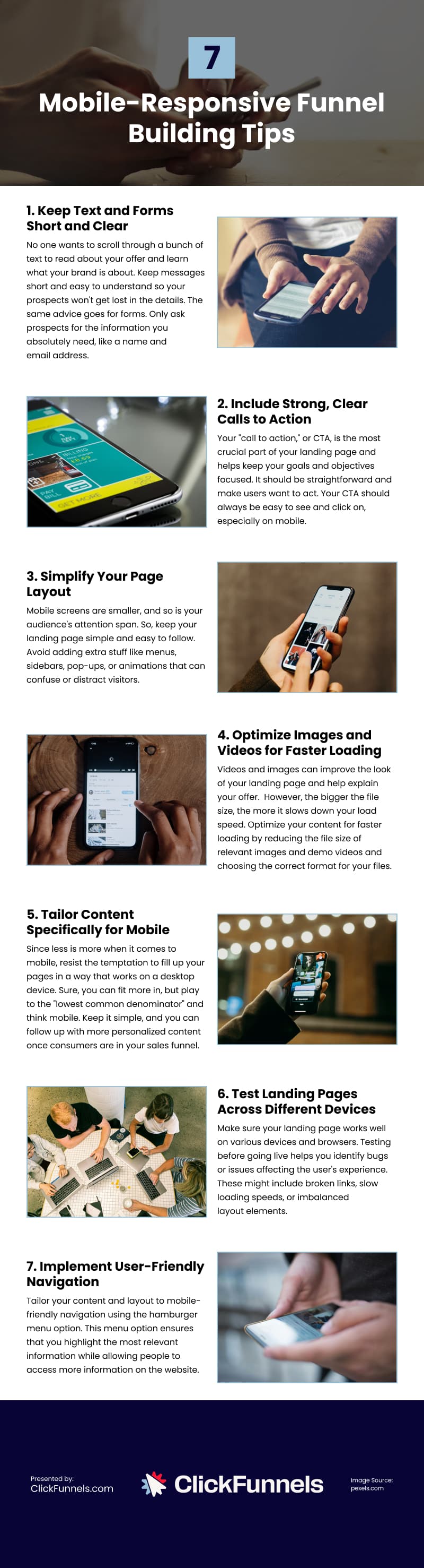 7 Mobile-Responsive Funnel Building Tips Infographic