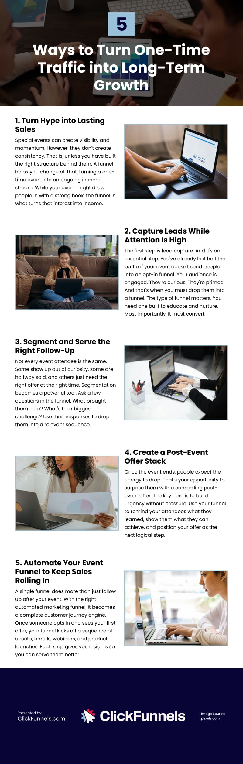 5 Ways to Turn One-Time Traffic into Long-Term Growth Infographic