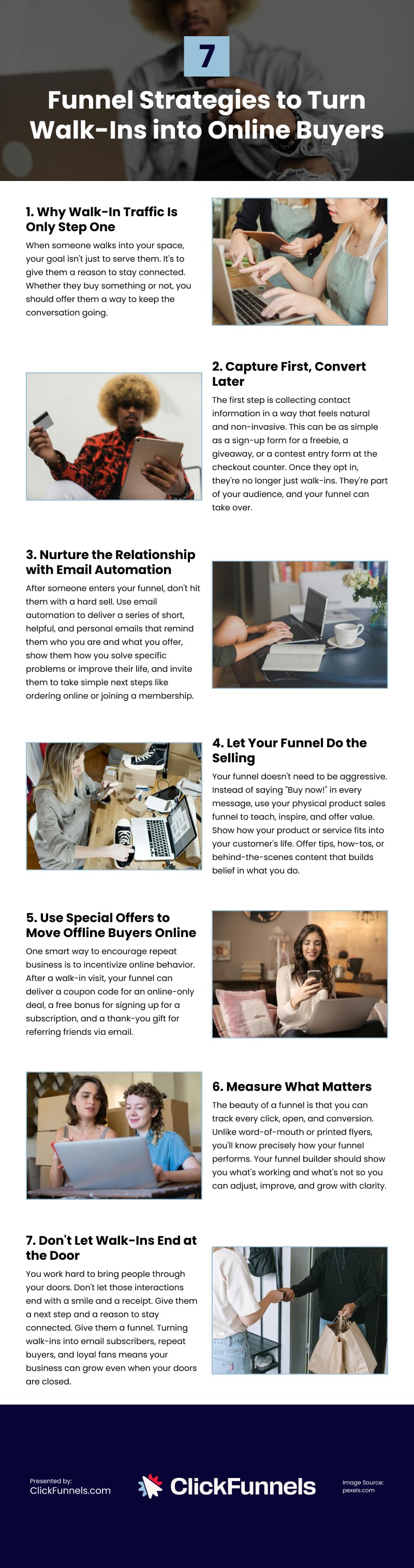 7 Funnel Strategies to Turn Walk-Ins into Online Buyers Infographic