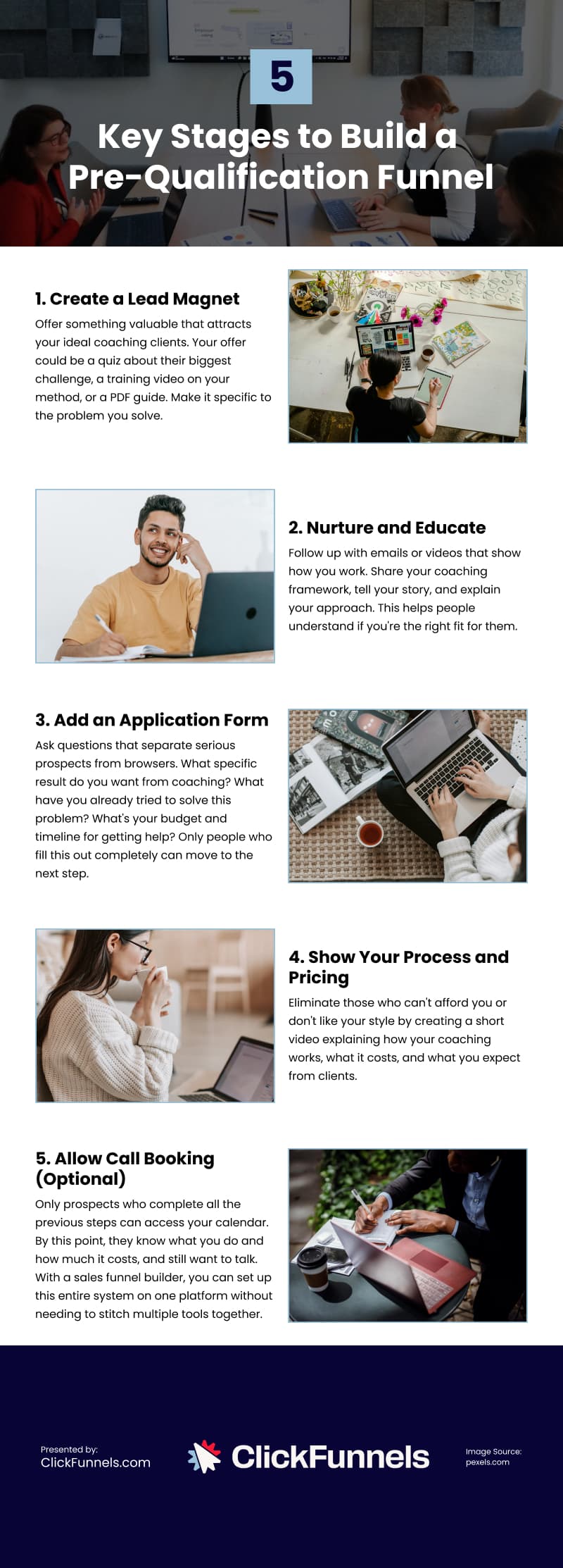 5 Key Stages to Build a Pre-Qualification Funnel Infographic